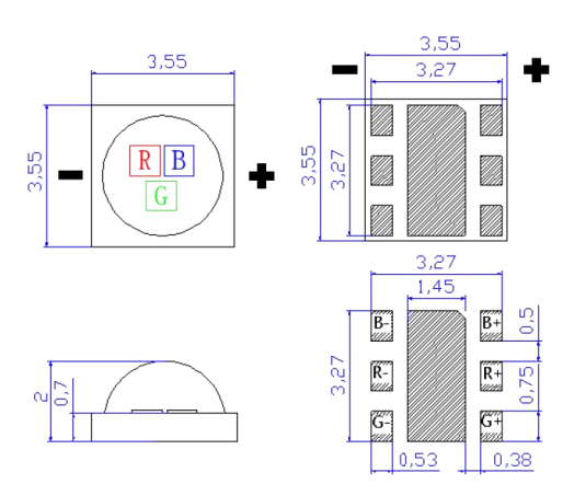 SMD 3W RGB 3535 LED二极管